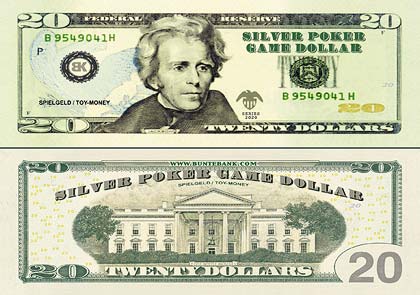 20er Spielgelddollars Silver Poker Game Dollars