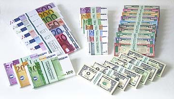 Spielgeld Dollars Spielgeld Euroscheine Theatergeld Spielgeld-Sortiment Uebersicht